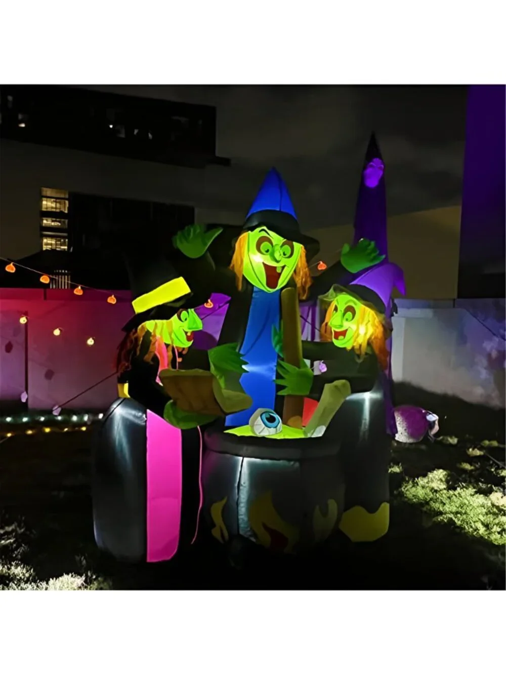 Halloween Inflatables Outdoor Decorations,6 Feet 3 Witches, LED Lights, Blow up